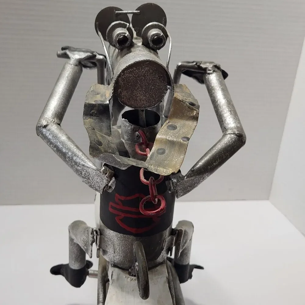 Yardbirds Scrap Metal Art Dog On A Hog Motorcycle Sculpture Richard Kolb Vintage